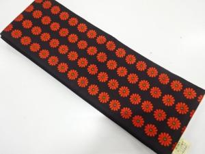 本場筑前博多　菊模様織り出し　半幅帯